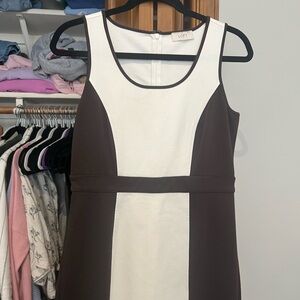 LOFT Ivory Dress with Dark Edging